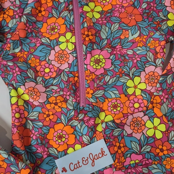 Cat & Jack Multicolor Floral Kids Bathing Suit - Picture 3 of 4